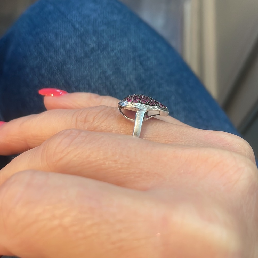 Sterling Silver Pave Ruby Heart Ring - image 4